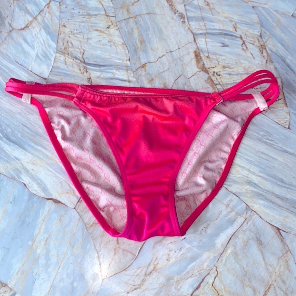 Miraculous Bombshell Swimsuit Bottoms Bikini Small Red Pink Strappy